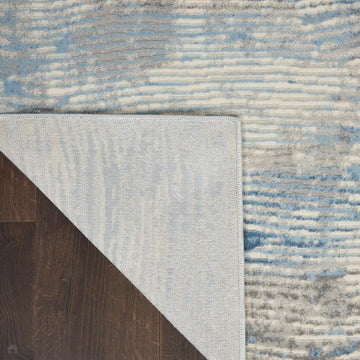 Solace SLA01 Ivory/Grey/Blue Runner-Nourison-Rug Love - The Most Loved Rug Store